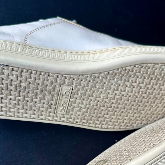 Tom Ford Russel White Leather Sneakers – Minimalist Italian Luxury Size 8 - Picture 5 of 6